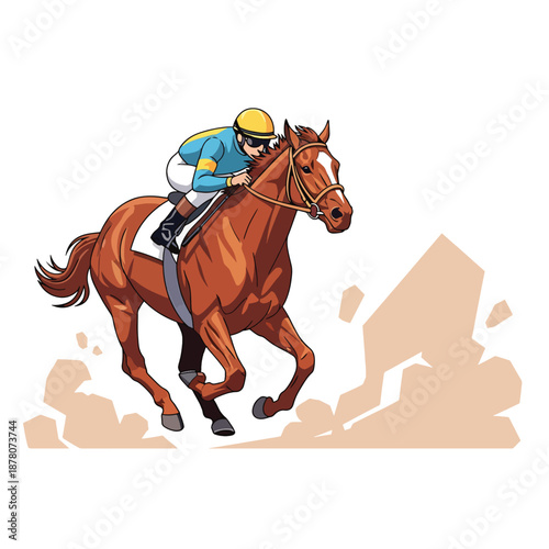 Jockey Riding Brown Horse