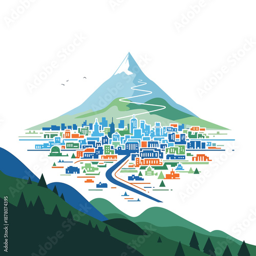 Mountain Town Landscape