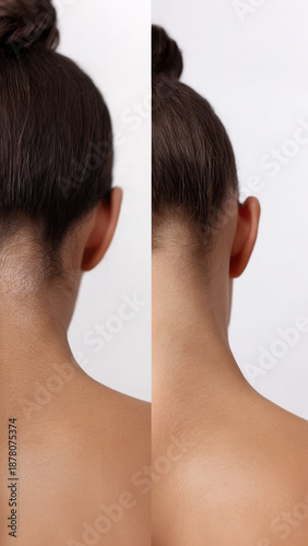 Eczema psoriasis Treatment Before and After Comparison back view neck