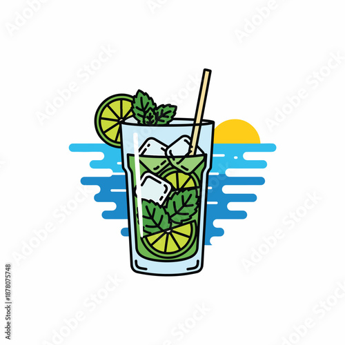 Mojito Cocktail with Lime and Mint