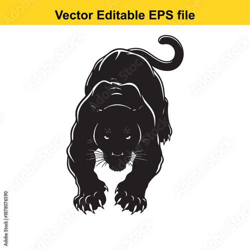 Black panther wild cat vector illustration drawing engraving ink line art