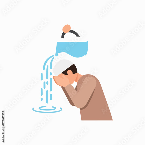 Man Washing Face with Water
