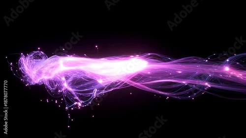 Flujo luminoso de datos digitales en fibra óptica futurista