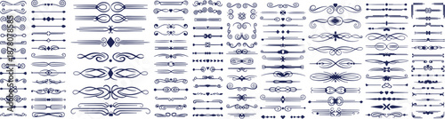 Elegant decorative divider icons set with ornamental scrolls, vintage frames and text delimiter vector elements vector eps