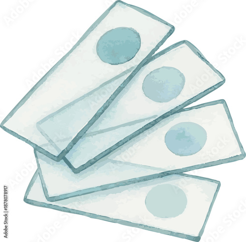 Vector watercolor illustration of microscope slides