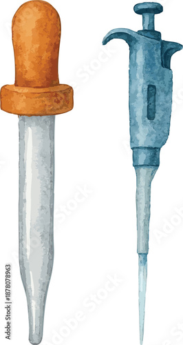 Vector watercolor illustration of a pipette
