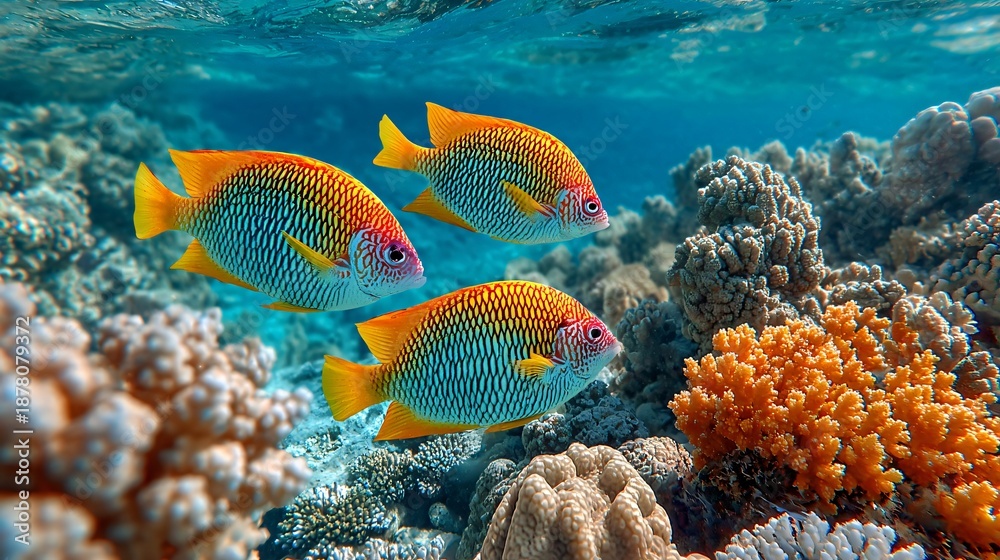 Obraz premium Underwater Marine Life with Vibrant Fish