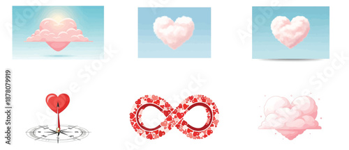 Heart Shaped Clouds and Infinity Symbol with Hearts love