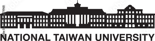 National taiwan university architecture silhouette campus building profile vector illustration