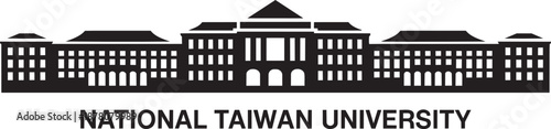 National taiwan university building silhouette icon with capital letters on transparent background