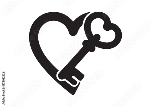 Heart Key icon, Heart Key solid vector