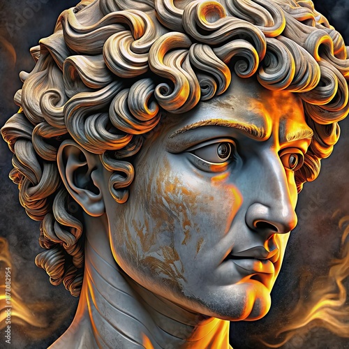 David Michelangelo Marble Statue With Smoky Eyes Makeup Showcasing Artistic Beauty and Elegance