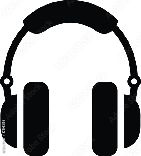 Headphones icon black silhouette isolated on a white background, symbolizing music and audio