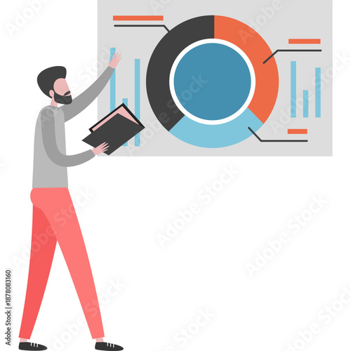 Businessman brainstorming analyzing statistics data vector icon isolated on white