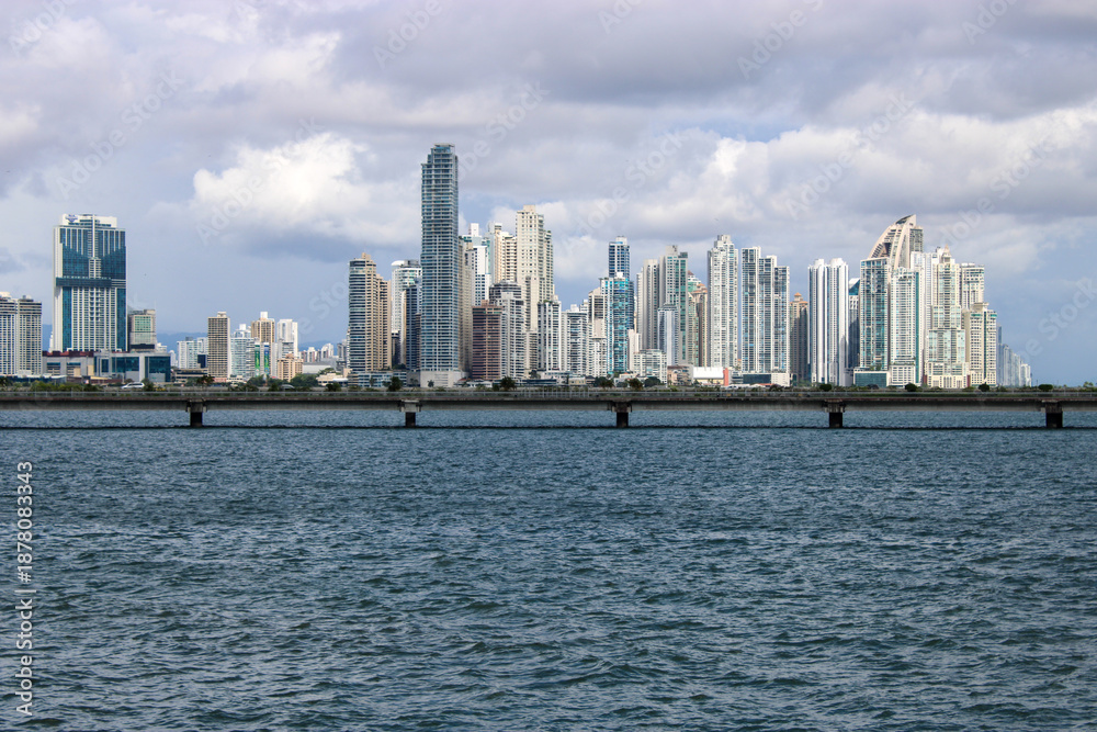 Fototapeta premium Panama City skyline with modern skyscrapers and waterfront