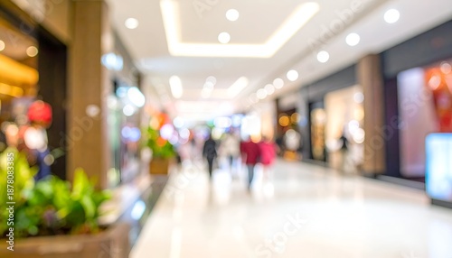 Wallpaper Mural A blurred view of a busy shopping mall with people and vibrant decorations in the background Torontodigital.ca