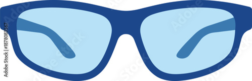 Blue safety glasses protective eyewear icon for industrial work and science laboratory experiments with plastic frame for worker eye protection and vision safety equipment concept.