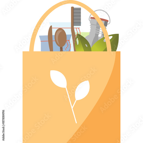 Eco product in shopping bag vector icon isolated on white