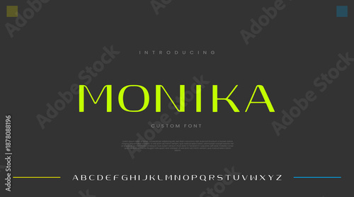 Monika Futuristic Minimal Technology Typography. Modern Abstract Alphabet Font for Music and Movie.