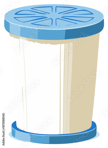 Cartoon Style Salt or Pepper Shaker Blue Lid and Base Culinary Kitchenware Utensil