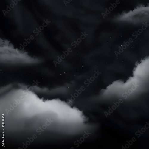 Atmospheric black sky background featuring soft clouds or subtle stars, evoking foggy, moody conditions with diffused tones for cinematic, calm, and abstract visual storytelling