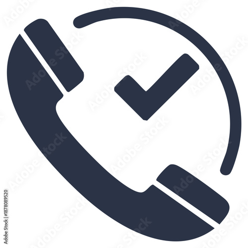 Phone Handset with Check Mark - Completed Call, Support Icon