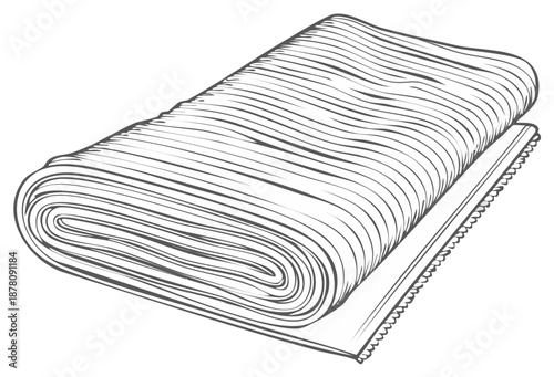 Line Art Roll of Fabric for Sewing or Crafts Material Swatch Illustration