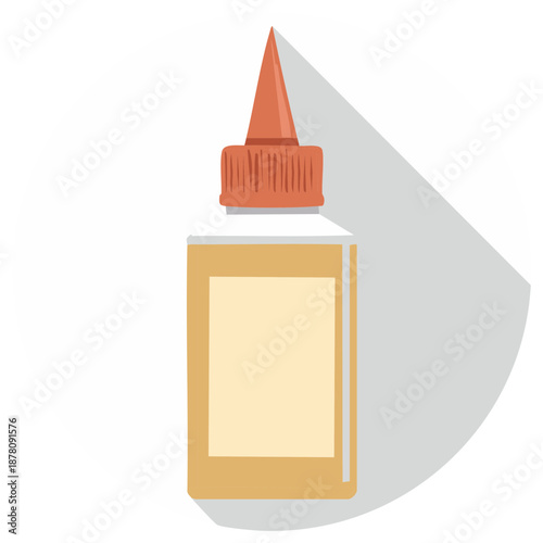 Simple illustration of a glue bottle with a pointed applicator nozzle and an orange cap