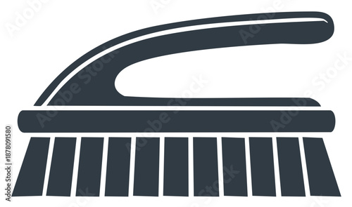 Scrubbing brush icon with handle for household chores and cleaning tasks