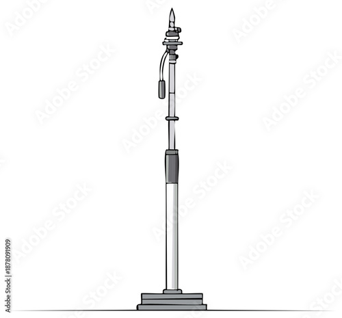 Cartoon illustration of an antenna with a lightning rod at the top with an isolator near it.