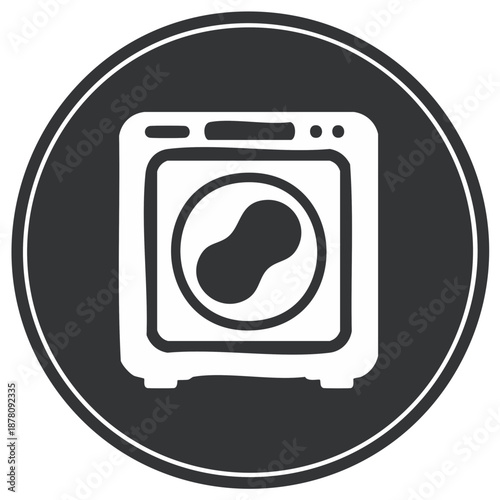 Hand drawn washing machine icon in a simple graphic style. Minimalist laundry and cleaning service symbol illustration.