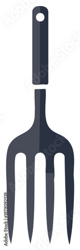 Modern dark gray four-tined garden fork tool