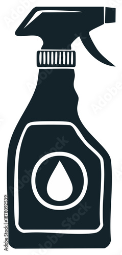 Spray Bottle Vector Illustration for Cleaning Solutions and Household Products with Water Drop Icon