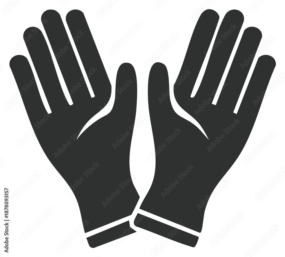 Fototapeta premium Black protective safety work gloves pair with open palms vector icon