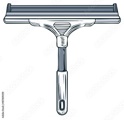 Window Squeegee Tool Illustration for Cleaning Glass Surfaces and Household Chores