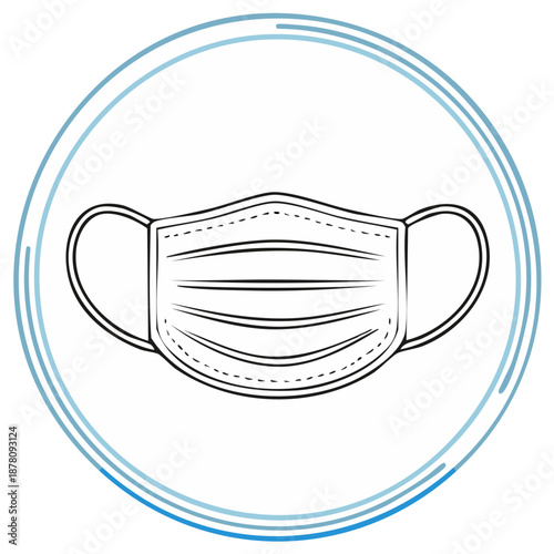 Surgical Face Mask Icon Graphic Outline Illustration