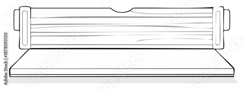 Simple Wooden Park Bench Vector Illustration in a Minimalist Line Art Style