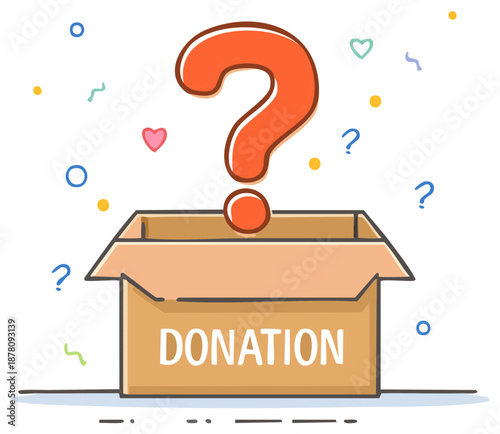 Donation Box Concept with Question Mark Above Illustration Charity Giving Vector