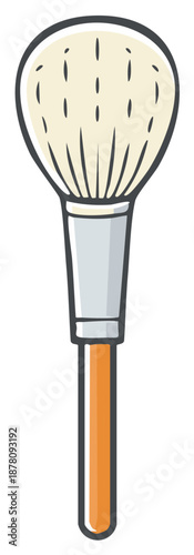 Cartoon illustration of a powder brush for applying cosmetics and make up on the skin