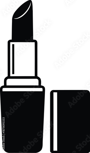 Lipstick silhouette icon simple glamour beauty product essential for woman illustration for fashion and cosmetic design element