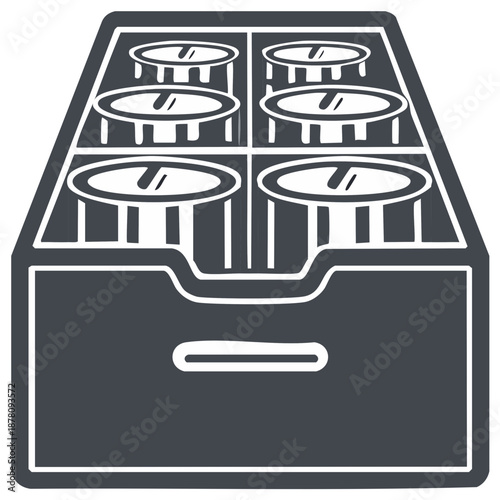Filing cabinet with organized document trays and drawers for storage