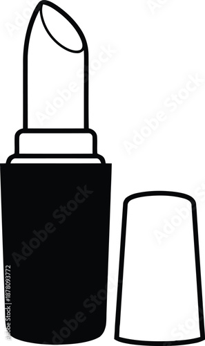 Lipstick open tube cosmetic product illustration vector makeup glamour beauty essential element elegant style object luxury accessory design.