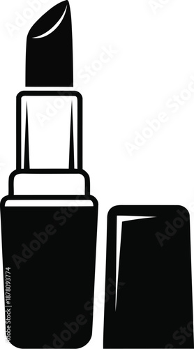 Lipstick open tube cosmetic product illustration vector makeup glamour beauty essential element elegant style object luxury accessory design.