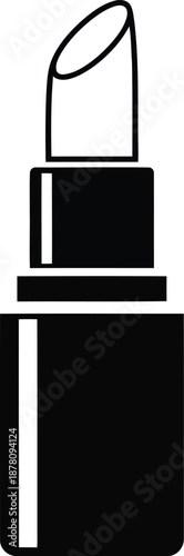 Outline drawing of open lipstick with exposed slanted tip showing applicator tube and separated cover for cosmetic application or professional makeup