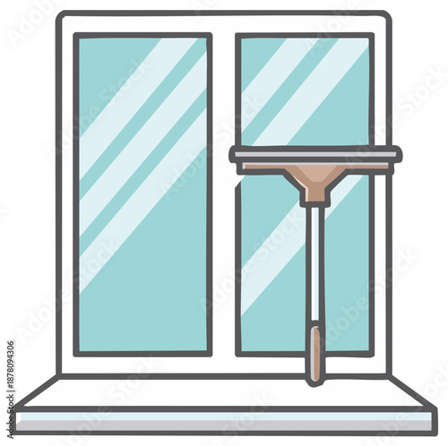 Window Cleaning with Squeegee Tool Household Chores, Glass Washing Housekeeping