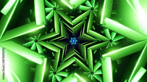 Loop seamless VJ motion background pulsing geometric star tunnel visuals