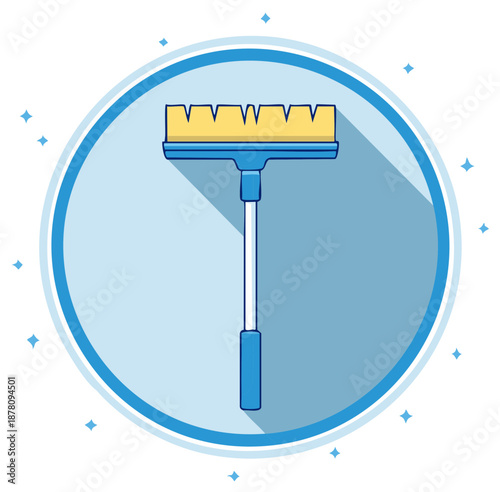 Window squeegee tool illustration for cleaning windows glass with handle