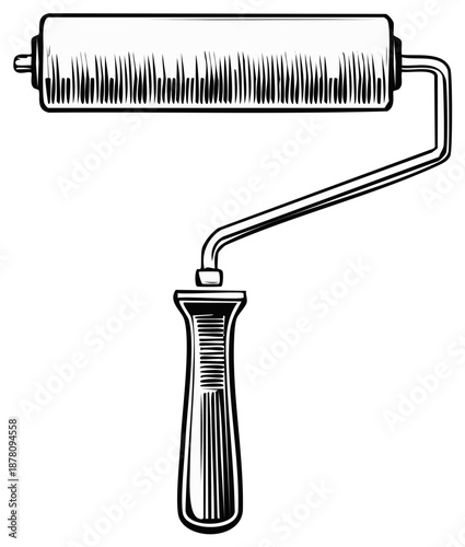 Paint Roller Tool Vector Graphic Illustration for Interior Design Renovations Artwork