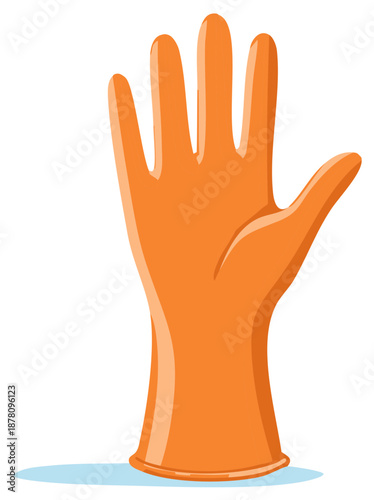 Orange cleaning glove illustration with fingers and hand protection for housekeeping