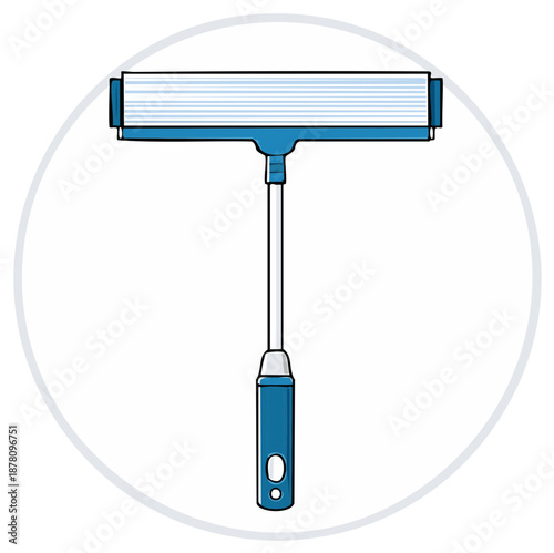 Vector icon of a blue window squeegee, a tool for cleaning glass and surfaces